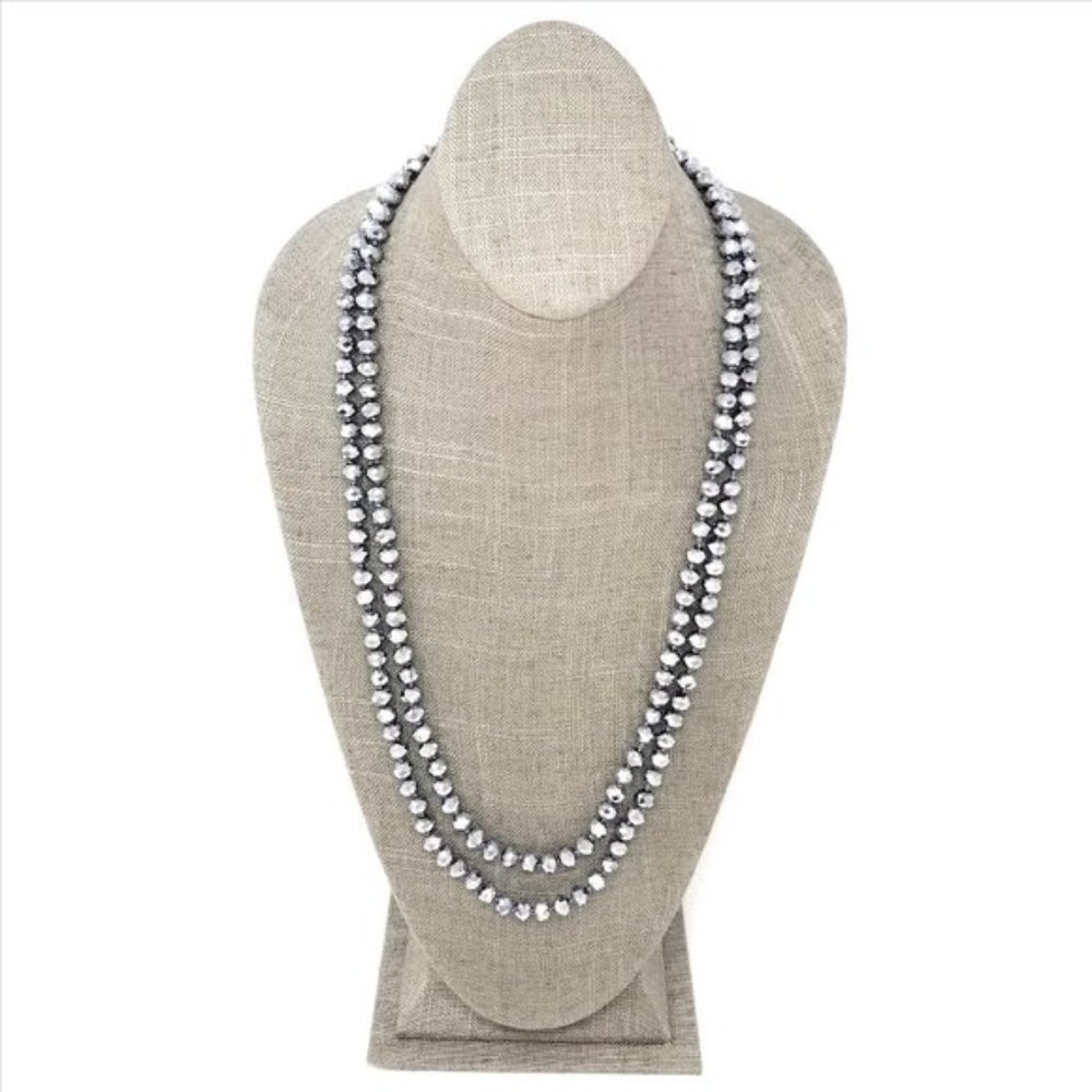 Silver Glass Bead Necklace